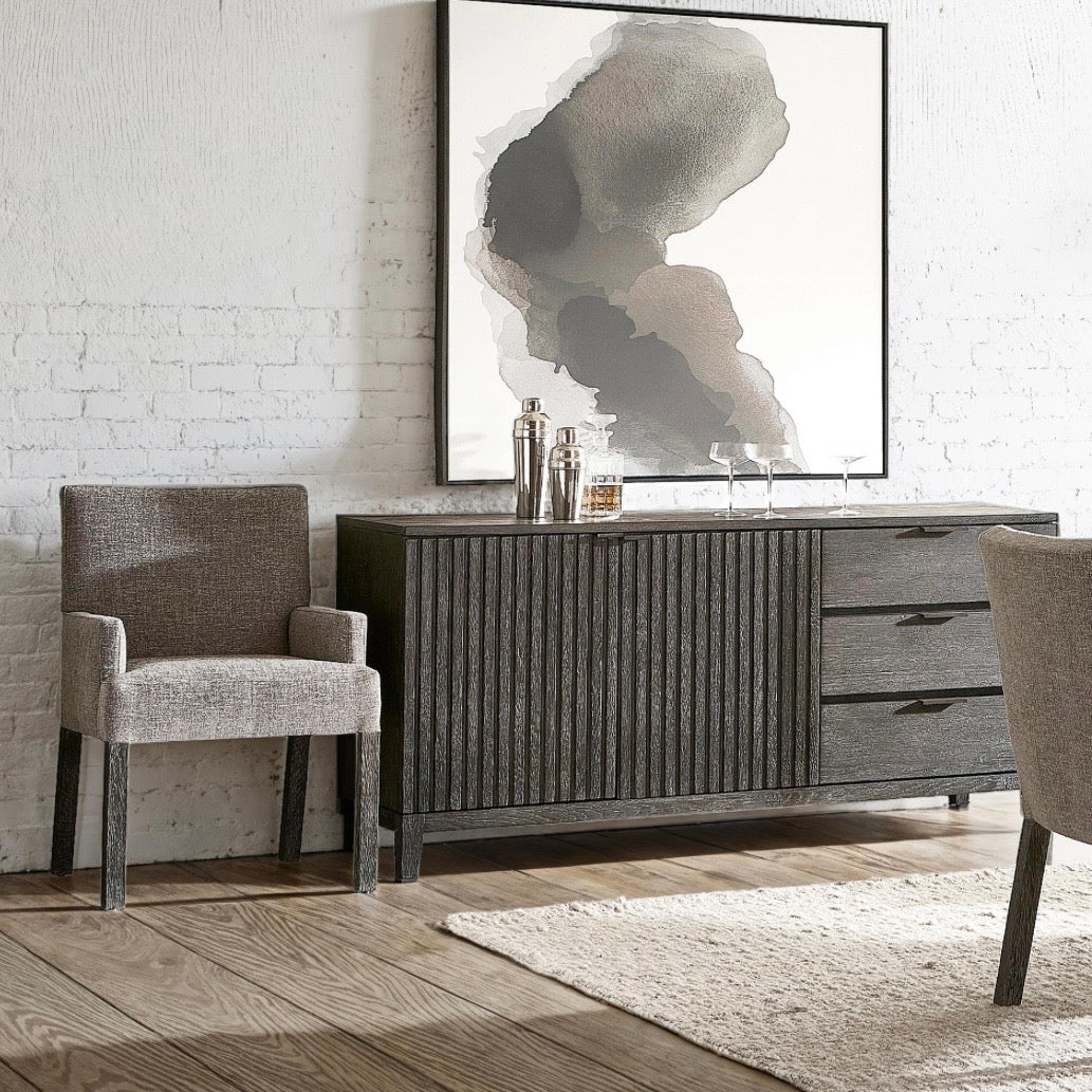Bernhardt Loft Menton Collection Modern Upholstered Dining Armchair ~ Sutton Finish - Image 1