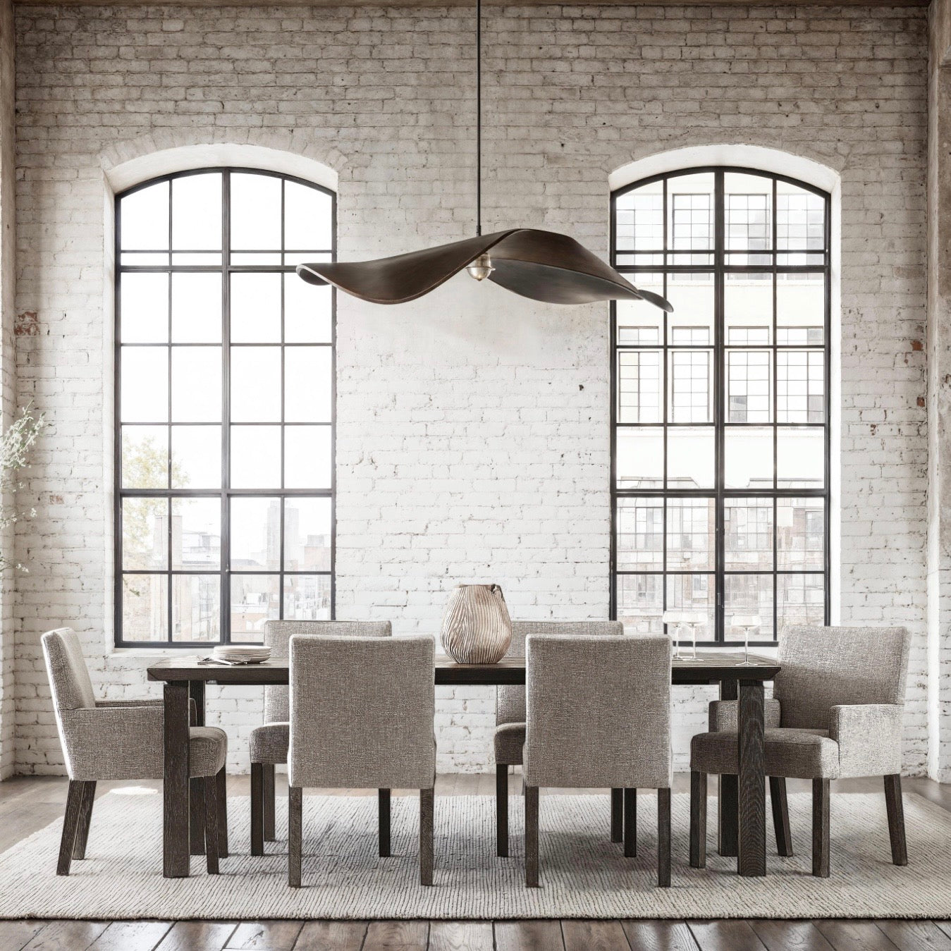 Bernhardt Loft Menton Collection Modern Upholstered Dining Armchair ~ Sutton Finish - Image 2