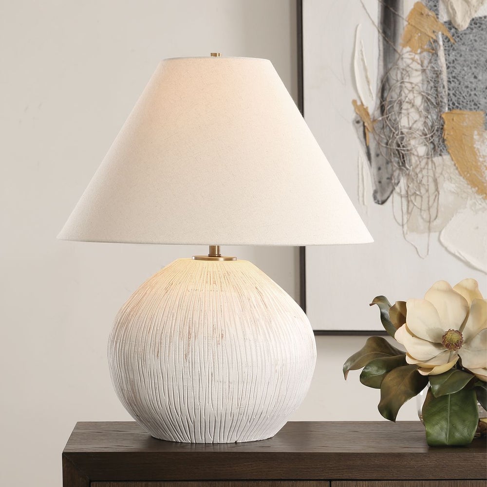 Uttermost Meryl Table Lamp With Off White Linen Fabric - Image 1
