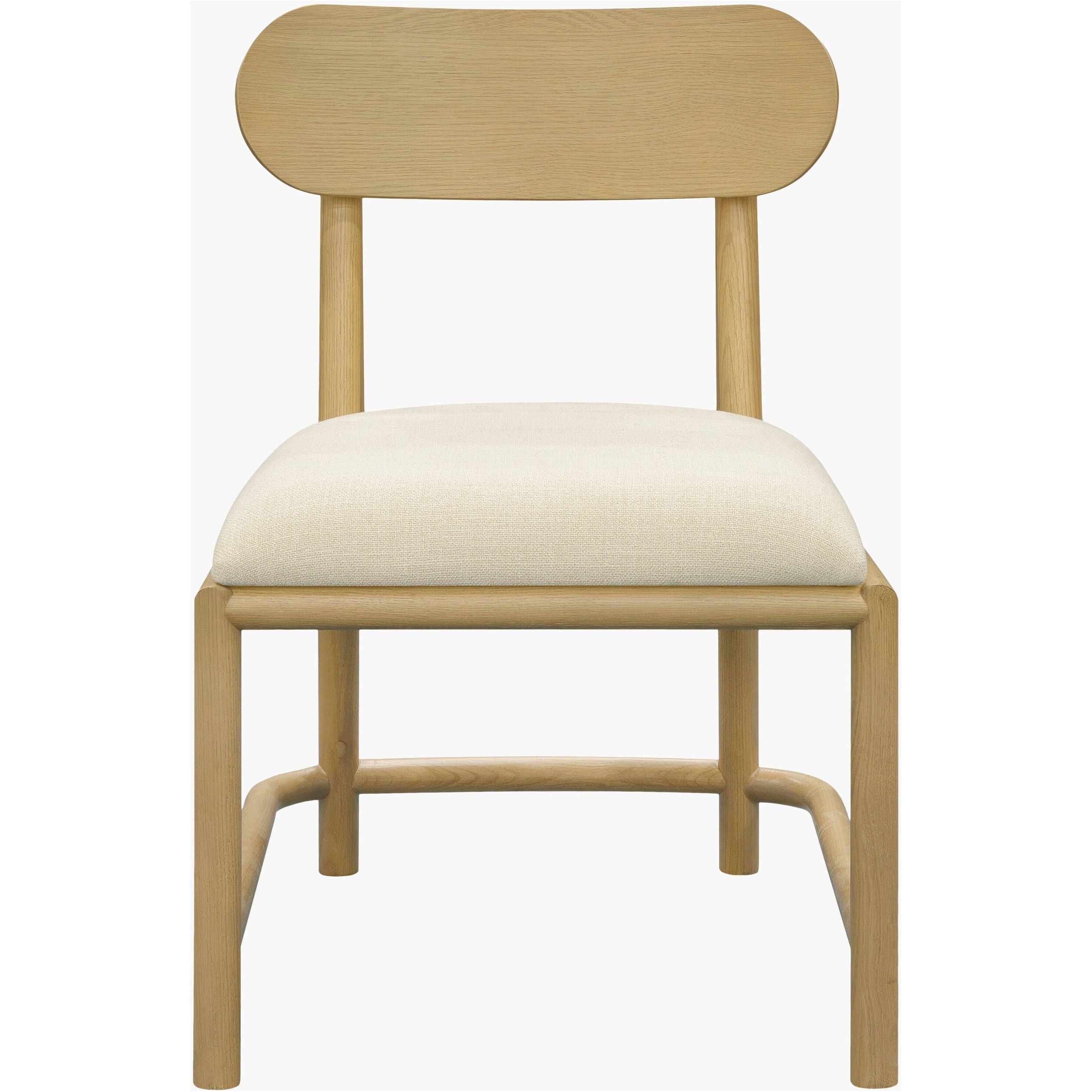 Surya Keating Modern Wheat Oak Set of 2 Wood Dining Chairs With Cushioned Seat - Image 3
