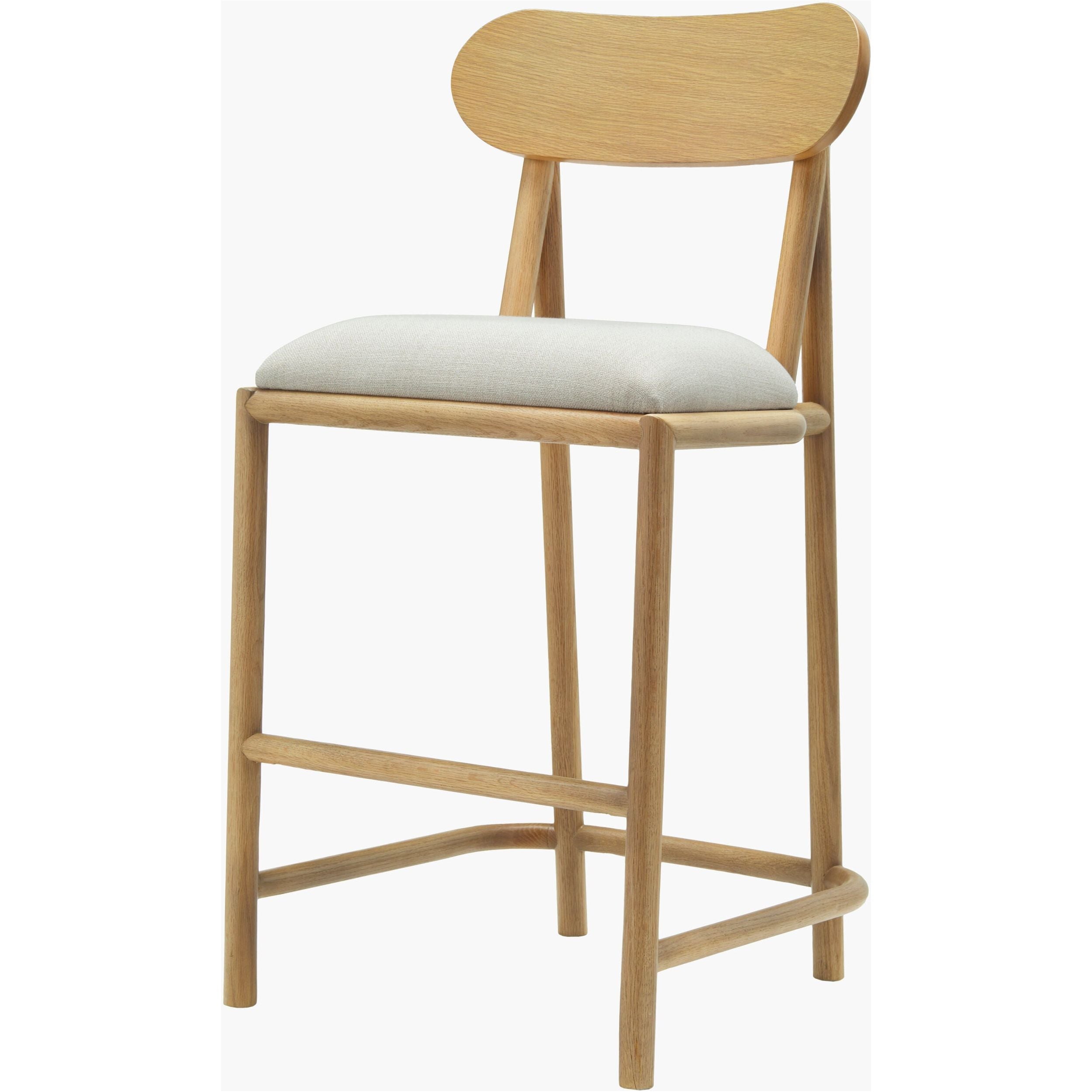 Surya Keating Modern Wheat Oak Barstool With Cushioned Seat - Image 1