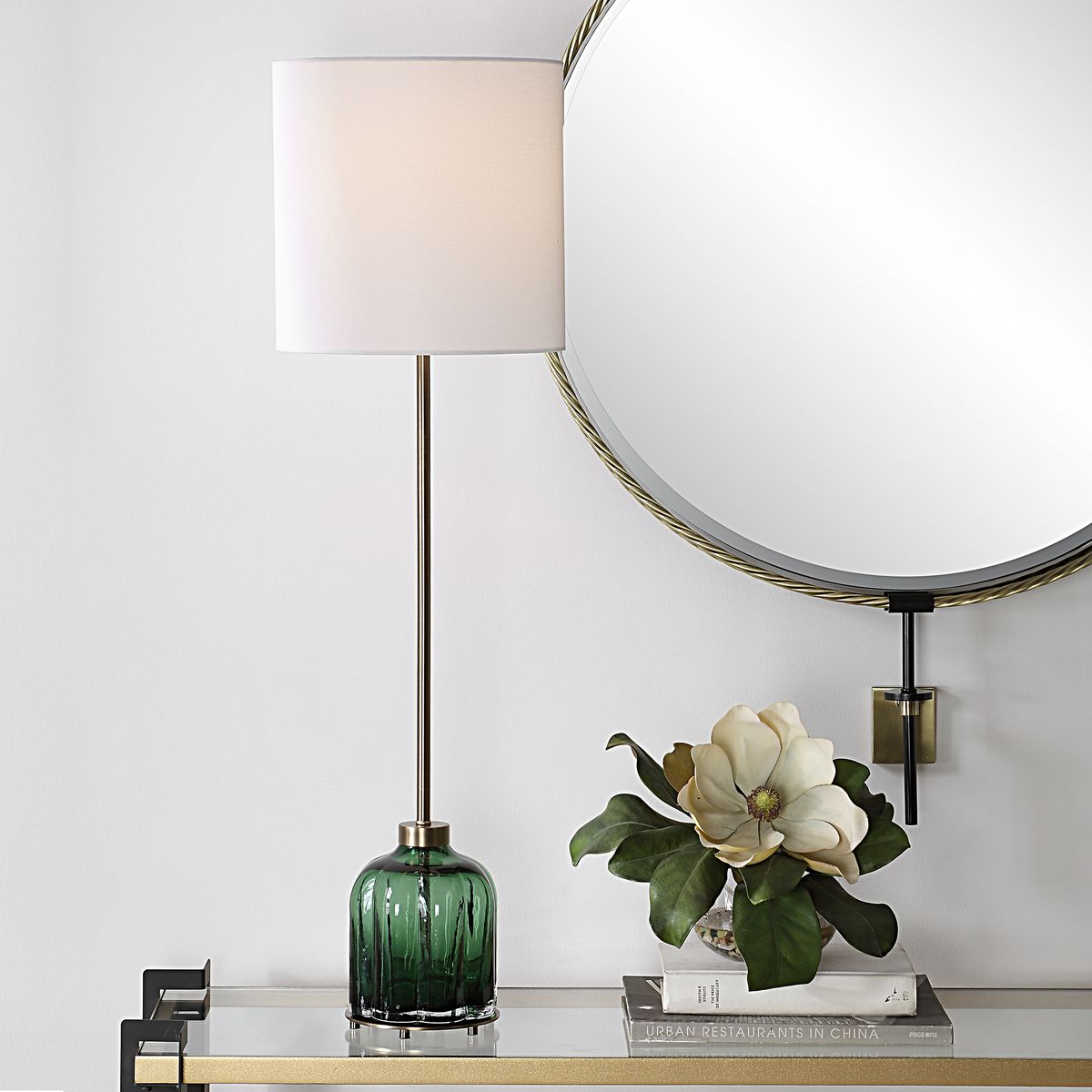 Uttermost Lois Emerald Glass Buffet Lamp - Image 1