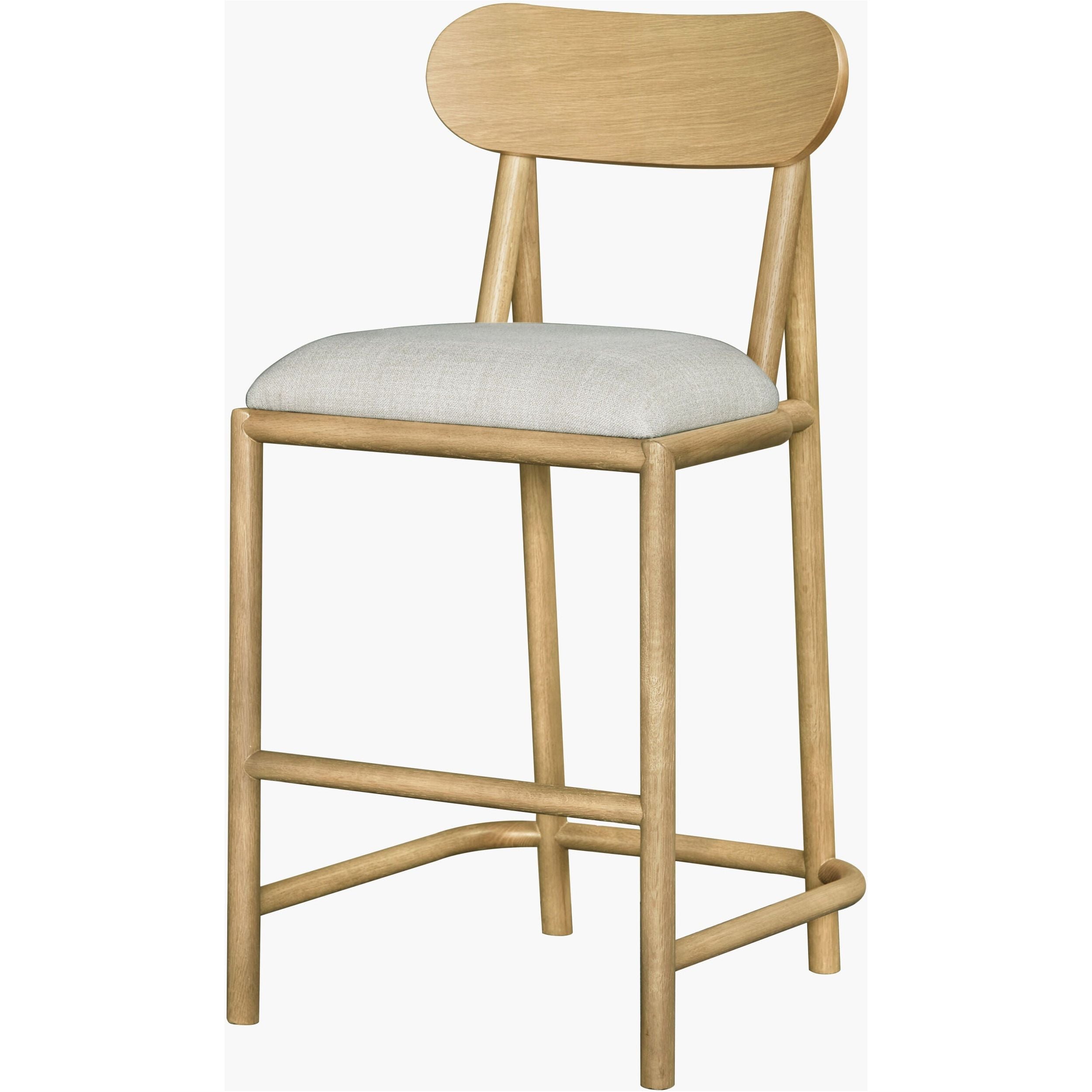 Surya Keating Modern Wheat Oak Counter Stool With Cushioned Seat - Image 1