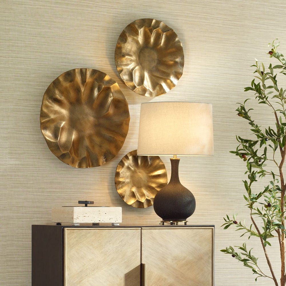 Uttermost Peonia Golden Dark Bronze Set of 3 Wall Discs  Decor ~ Indoor And Outdoor Use - Image 2