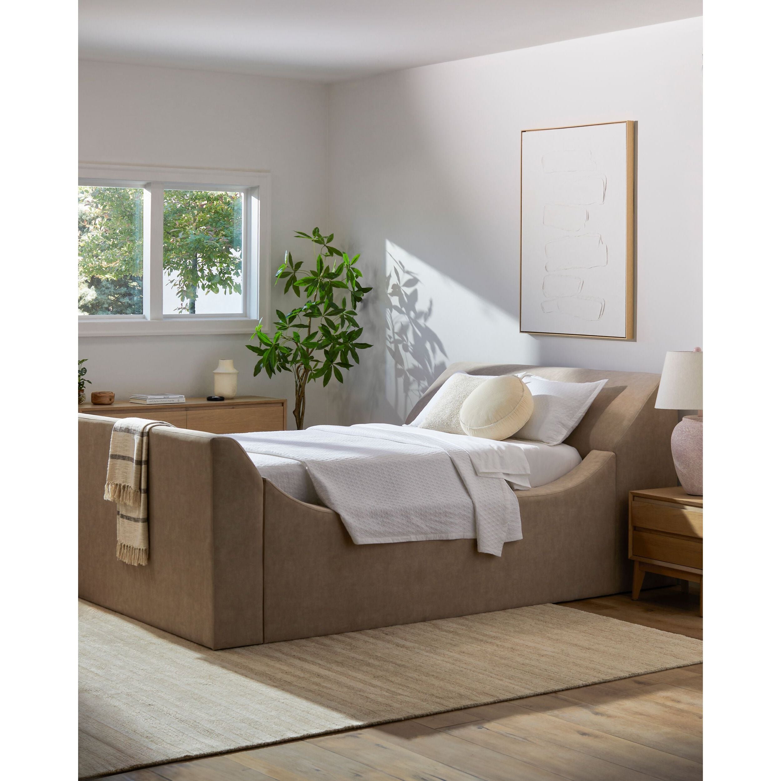 Surya Purcel Modern Upholstered Bed ~ Available in Queen and King Sizes - Image 1