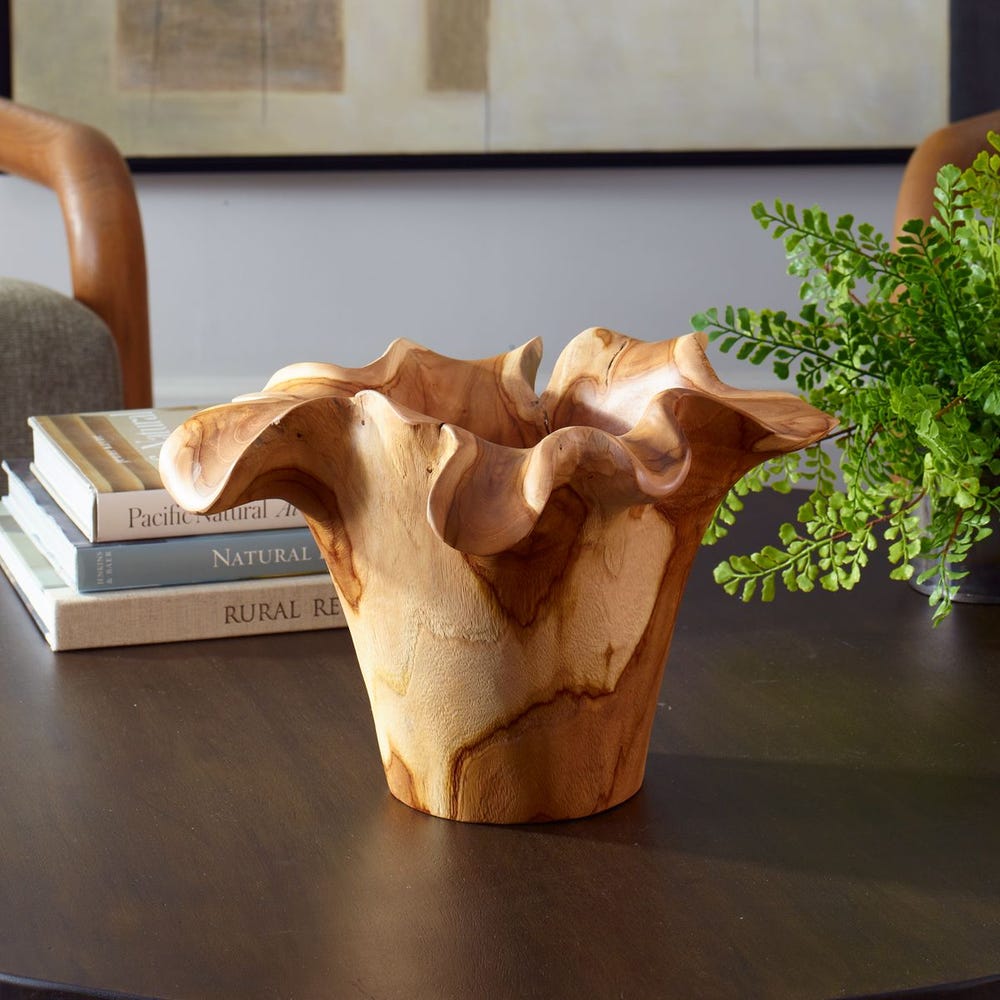 Uttermost Teak Flow Natural Wood Bowl Indoor and Outdoor Use - Image 1