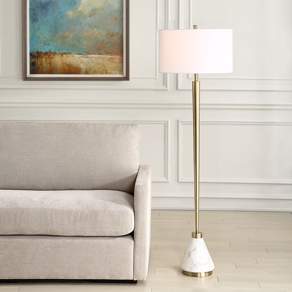 Uttermost Curran Plated Brass With Thick Marble Foot Floor Lamp - Image 1