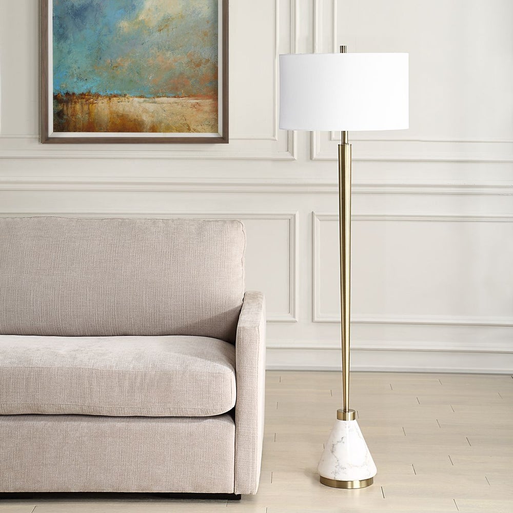 Uttermost Curran Plated Brass With Thick Marble Foot Floor Lamp - Image 2