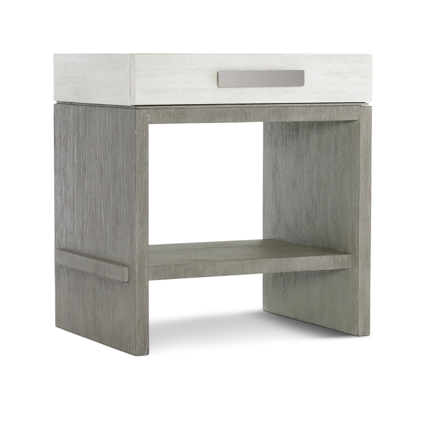 Bernhardt Foundations Collection One Drawer Nightstand ~ Two- Tone Finish In Linen Shale And Light Shale - Image 2
