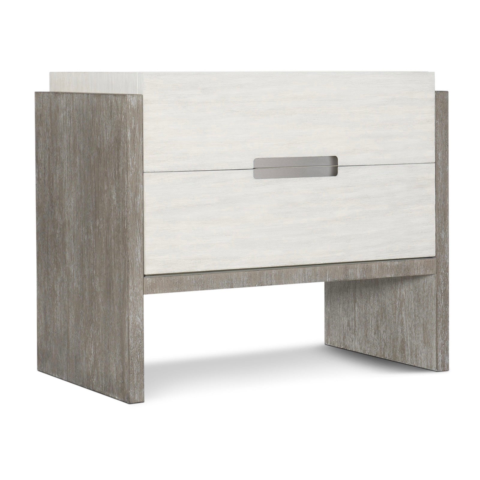 Bernhardt Foundations Collection Two Drawer Nightstand ~ Two - Tone Finish In Linen Shale And Light Shale - Image 3