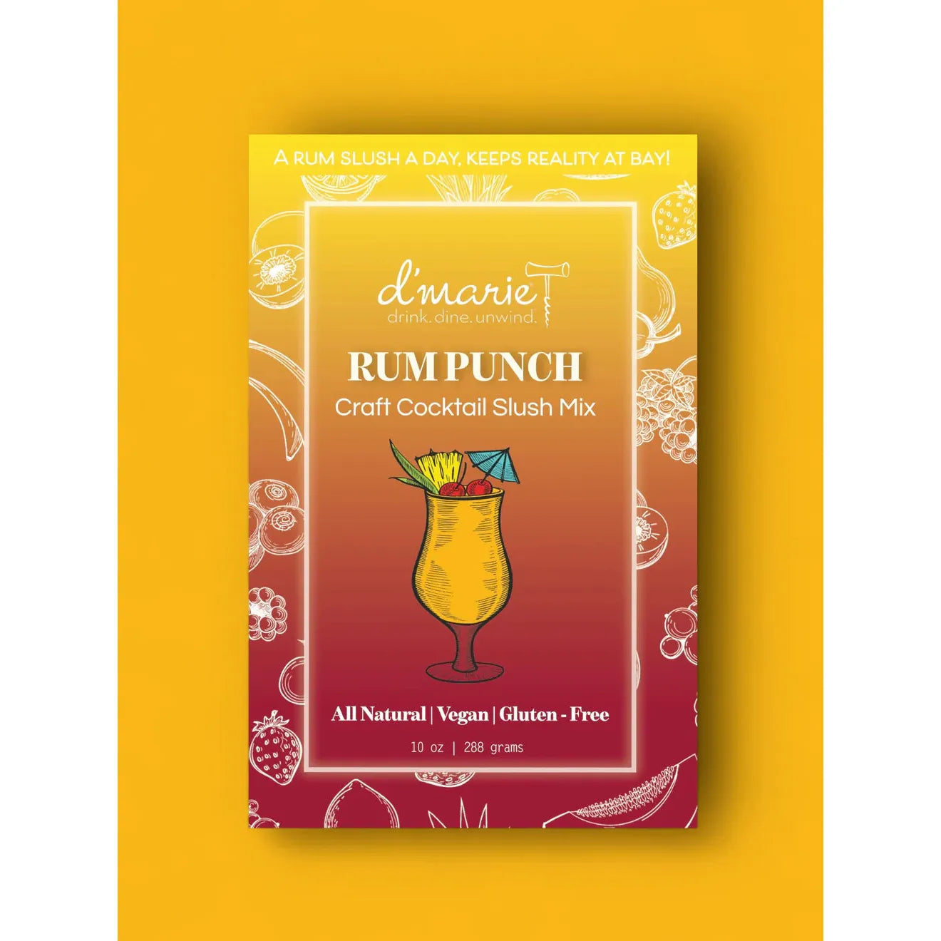 d’marie Drink Dine Unwind Rum Punch Craft Cocktail Slush Mix ~ SPRING SALE ~ Limited Quantity
