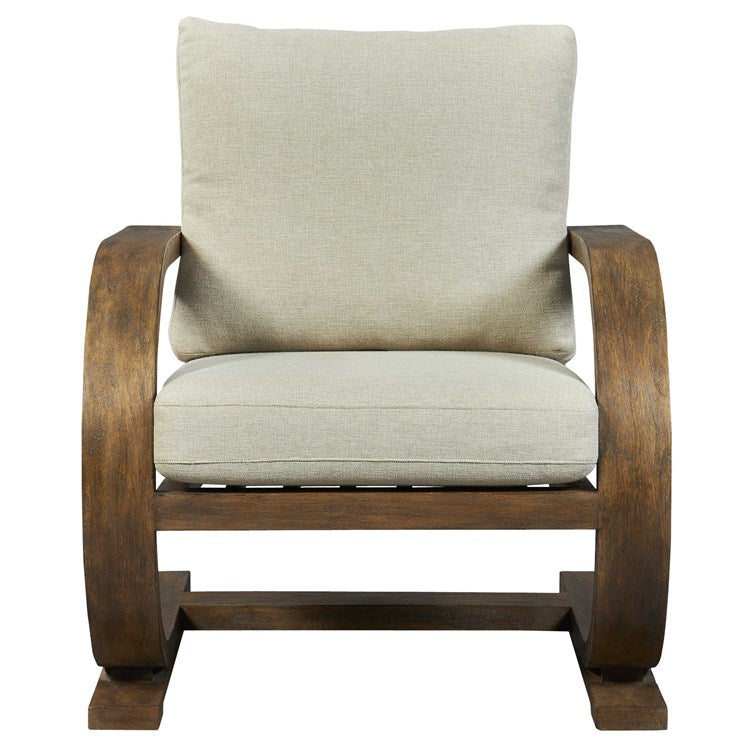 Uttermost Bedrich Neutral Cushion Fabric Mango Wood Modern Accent Lounge Chair - Image 3
