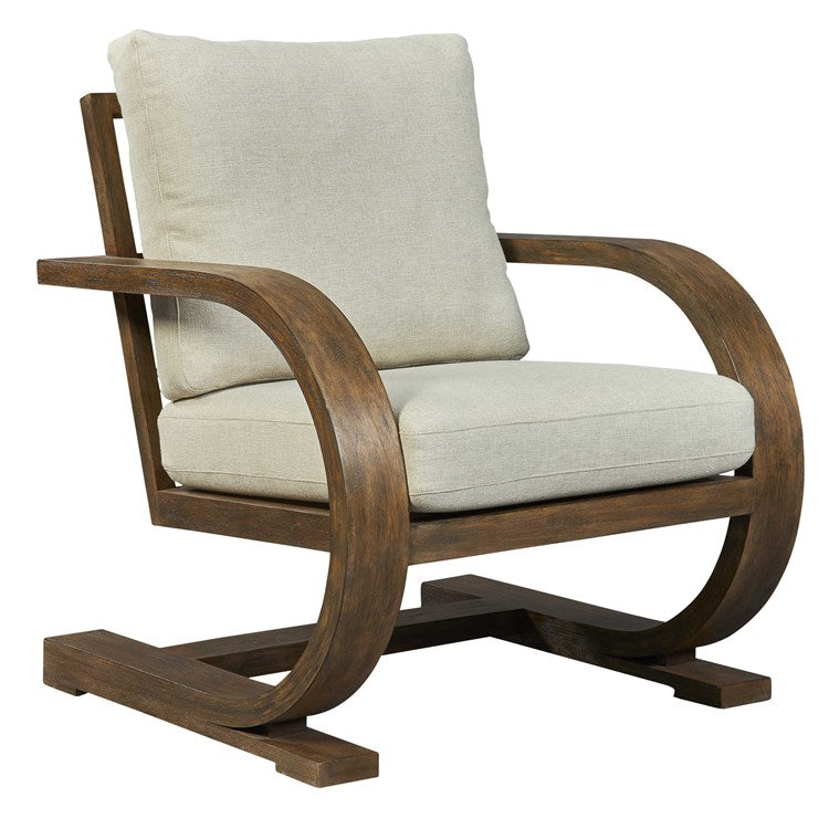 Uttermost Bedrich Neutral Cushion Fabric Mango Wood Modern Accent Lounge Chair - Image 2