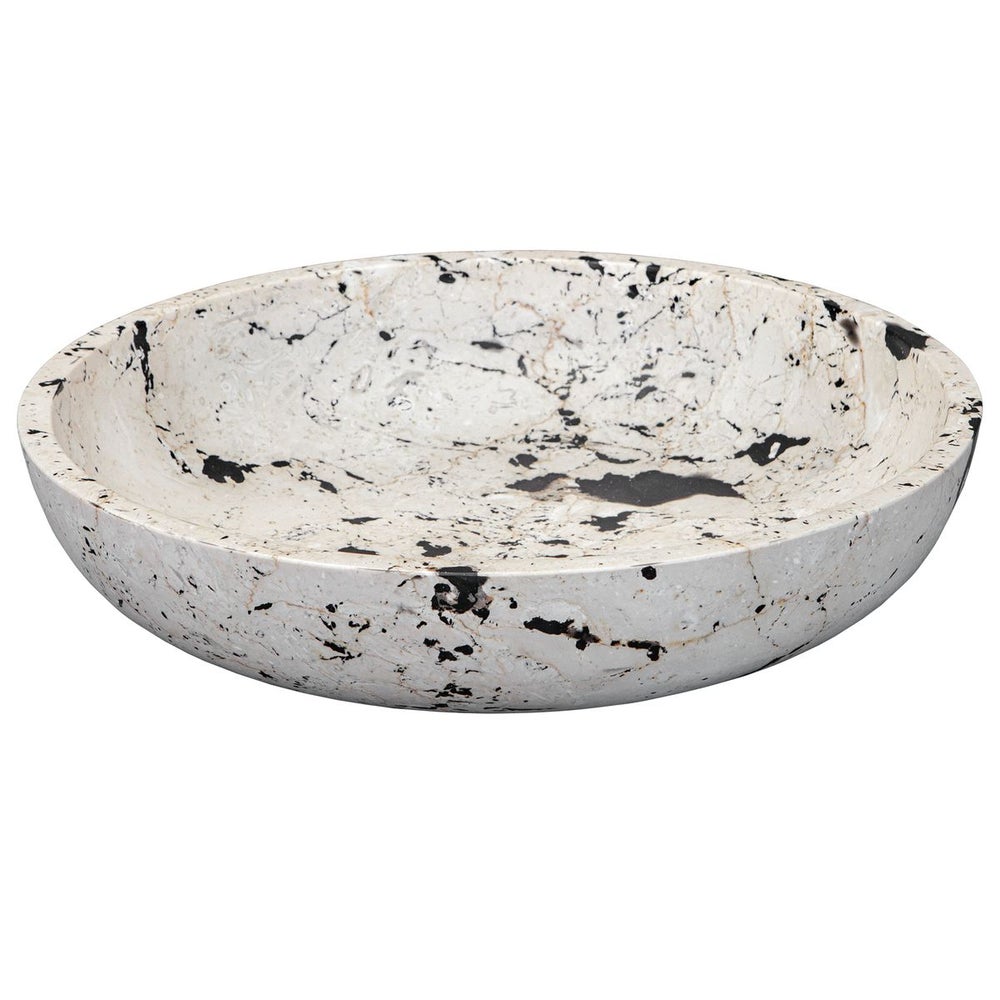 Uttermost Nouveau Handcrafted White Limestone With Black Accents Bowl - Image 3