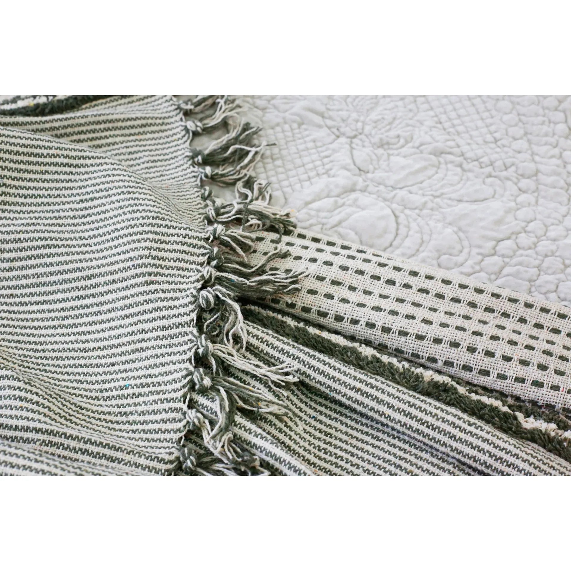 Pom Pom at Home Jagger Ivory and Moss Oversized Throw Blanket ~ 60” x 90” - Image 3