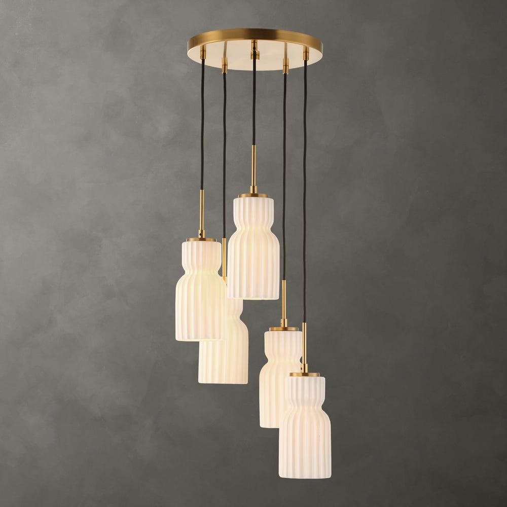 Uttermost Vanier 5 Ceramic White Linear Light Pendant - Image 2