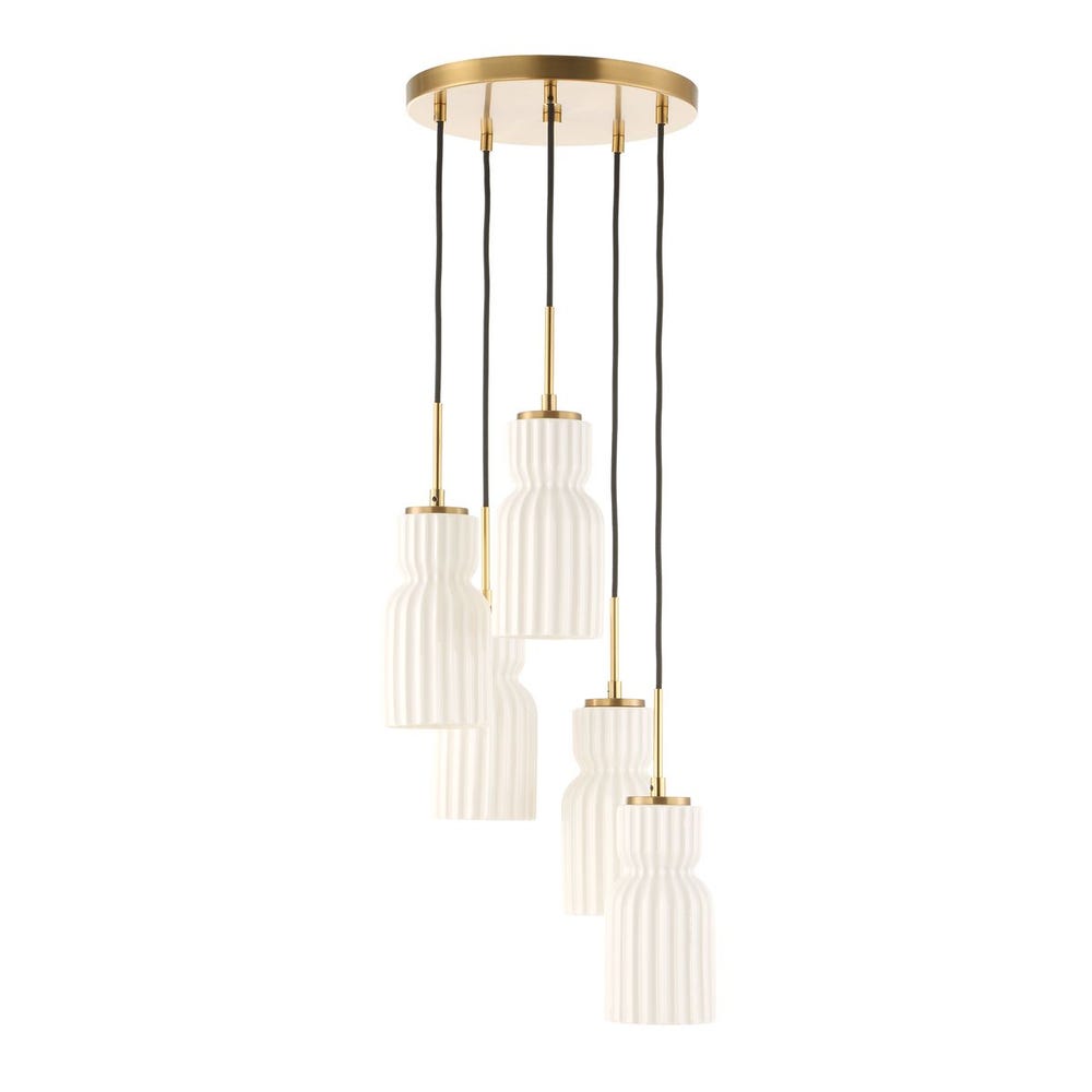 Uttermost Vanier 5 Ceramic White Linear Light Pendant - Image 3