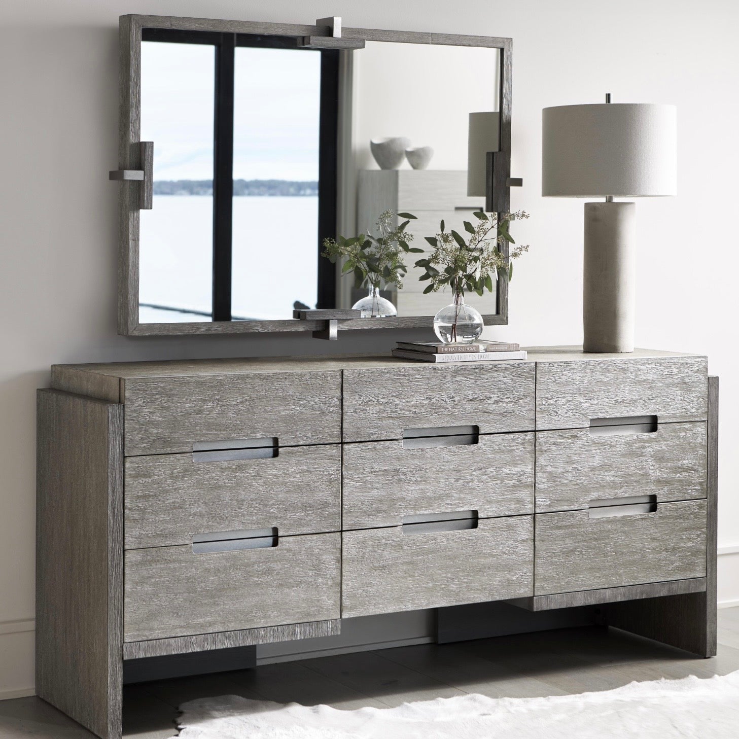 Bernhardt Foundations Collection Nine Drawer Dresser ~ Two – Tone Finish In Light Shale And Dark Shale