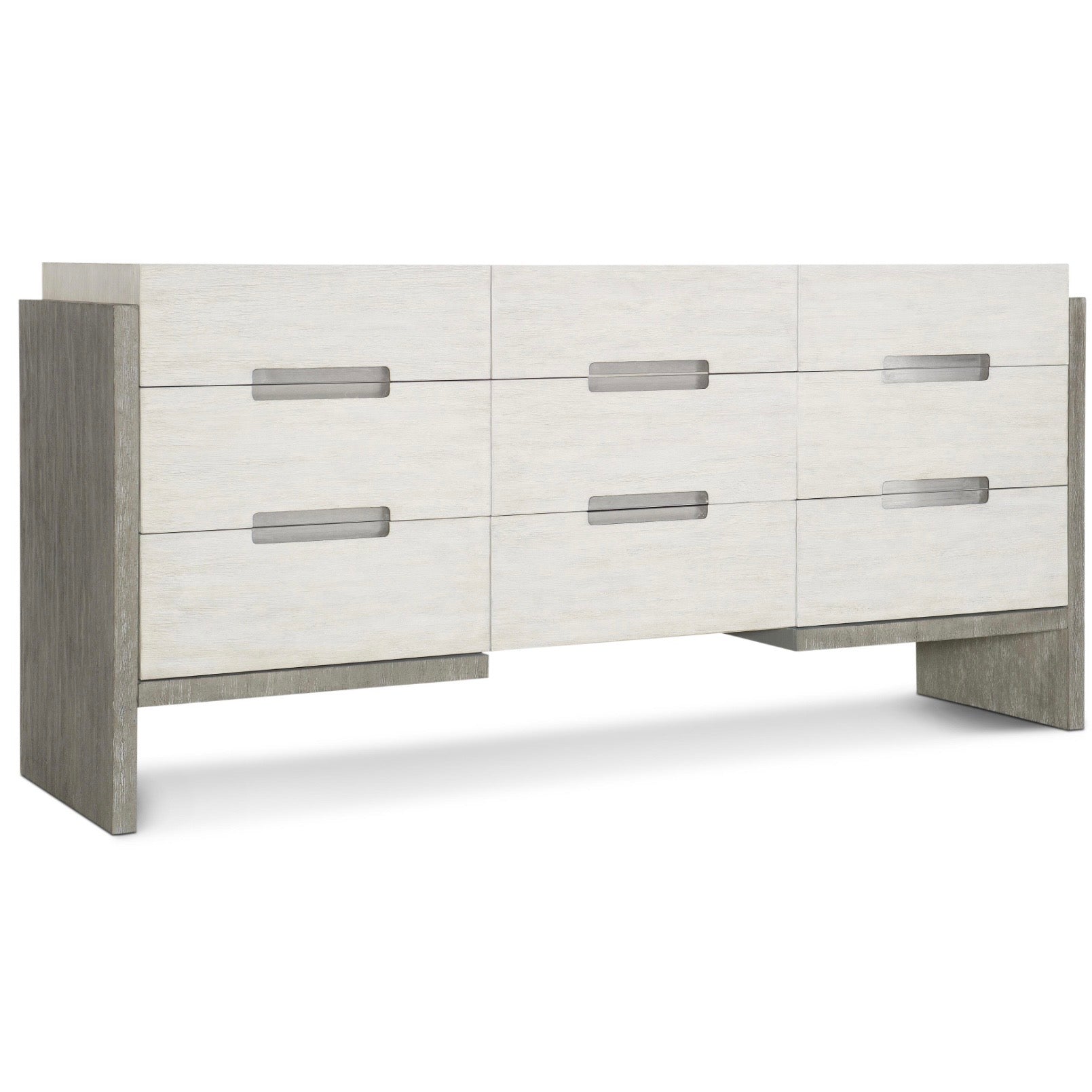 Bernhardt Foundations Collection Nine Drawer Dresser ~ Two – Tone Finish In Linen Shale And Light Shale