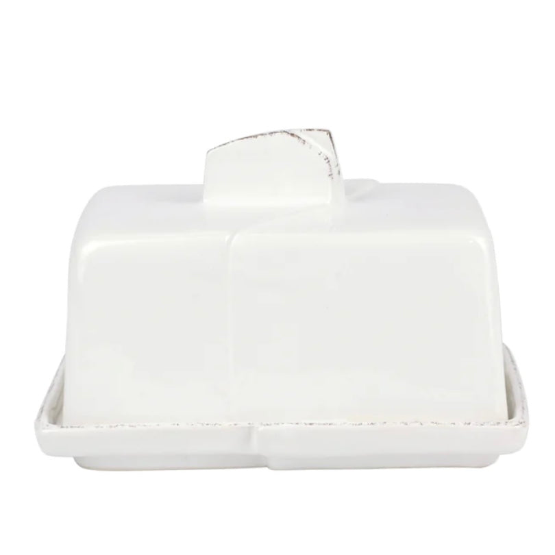 Vietri Lastra White Butter Dish ~ Handcrafted Italian Stoneware - Image 1