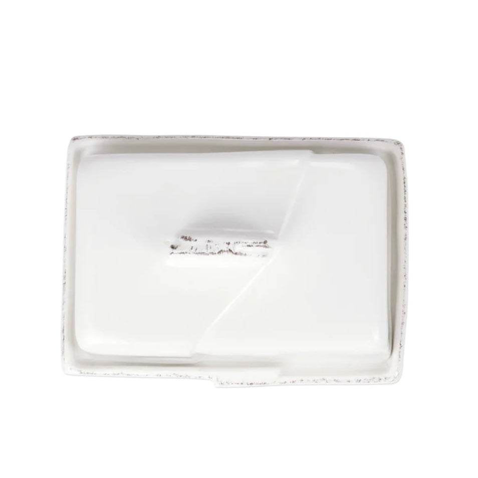 Vietri Lastra White Butter Dish ~ Handcrafted Italian Stoneware - Image 2