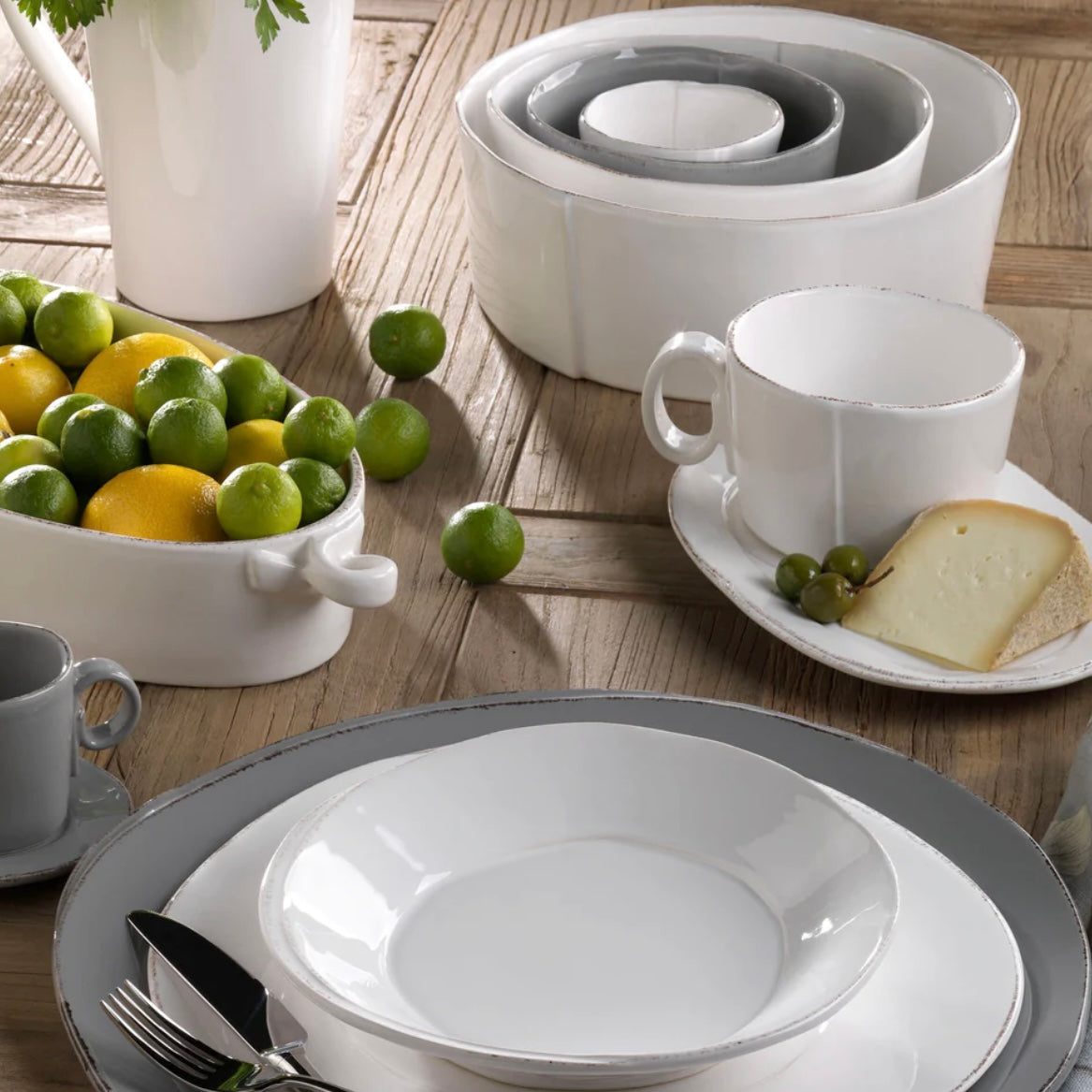Vietri Lastra White Oval Tray ~ Handcrafted Italian Stoneware - Image 1