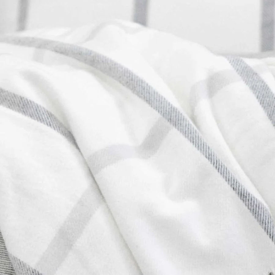 Pom Pom at Home Copenhagen White and Grey Plaid Throw Blanket ~ Available in 2 Sizes - Image 2