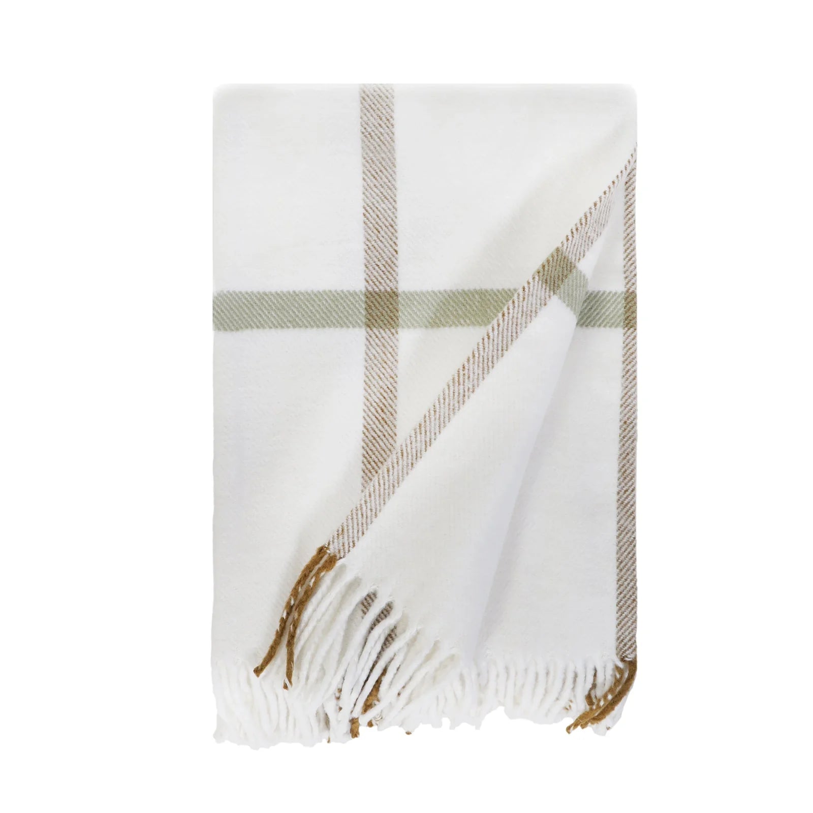 Pom Pom at Home Copenhagen White and Olive Plaid Throw Blanket ~ Available in 2 Sizes - Image 2