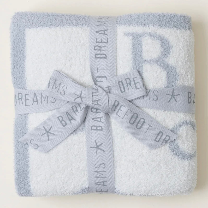 Barefoot Dreams CozyChic Ocean and Cream ABC Baby Blanket