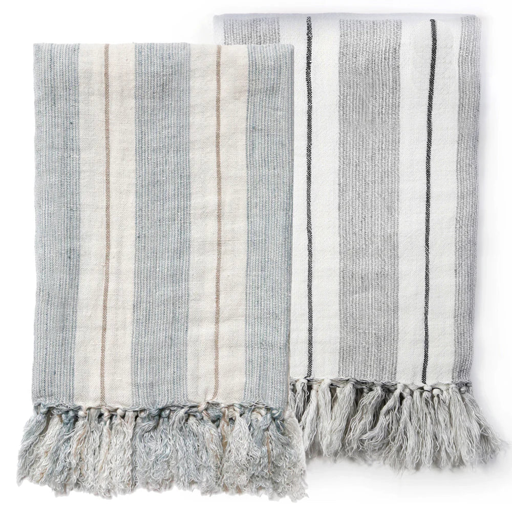 Pom Pom at Home Laguna Linen Striped Throw Blanket ~ Available in 2 Colors - Image 1