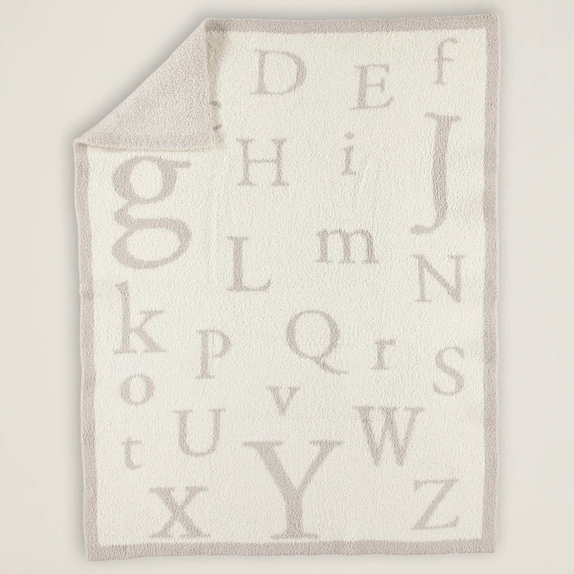 Barefoot Dreams CozyChic Stone and Cream ABC Baby Blanket - Image 1