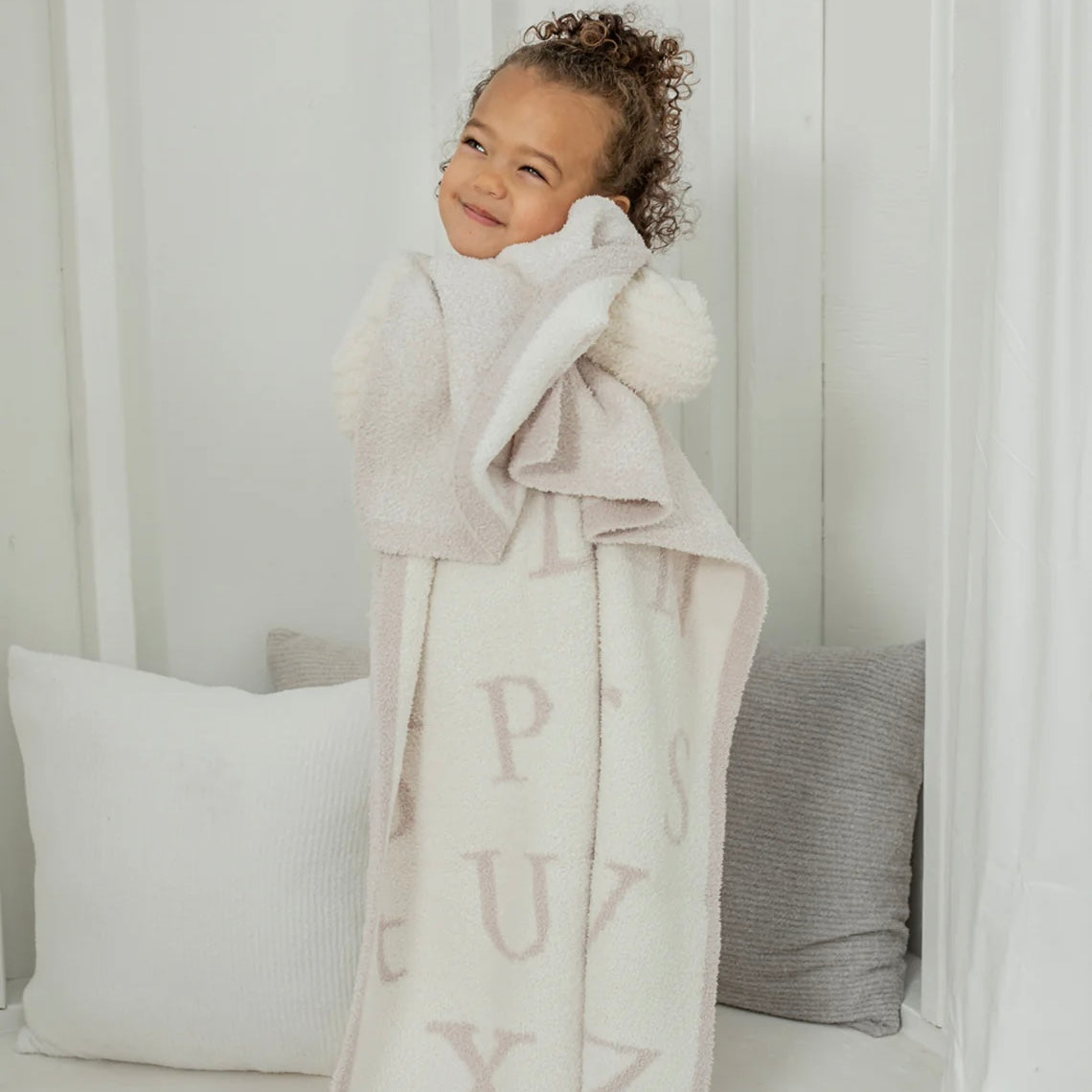 Barefoot Dreams CozyChic Stone and Cream ABC Baby Blanket - Image 2