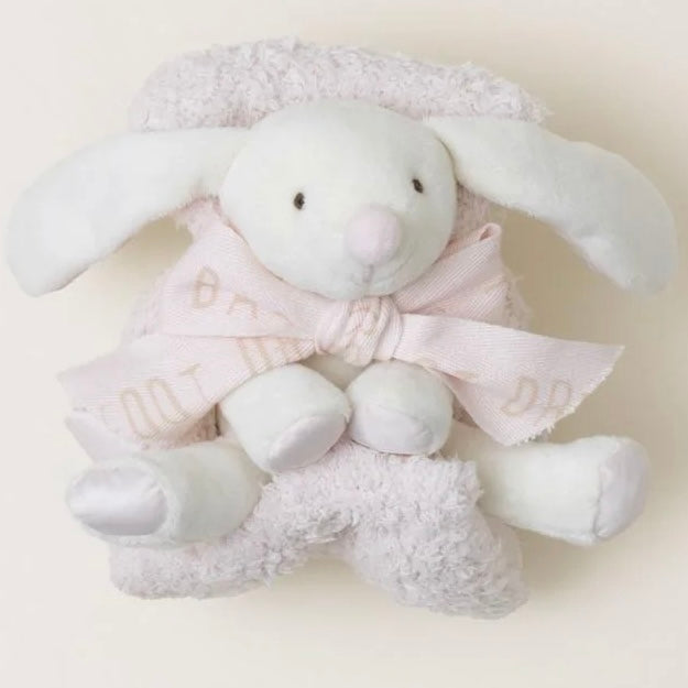 Barefoot Dreams CozyChic Bunny Buddie Pink Baby Lovey Blanket