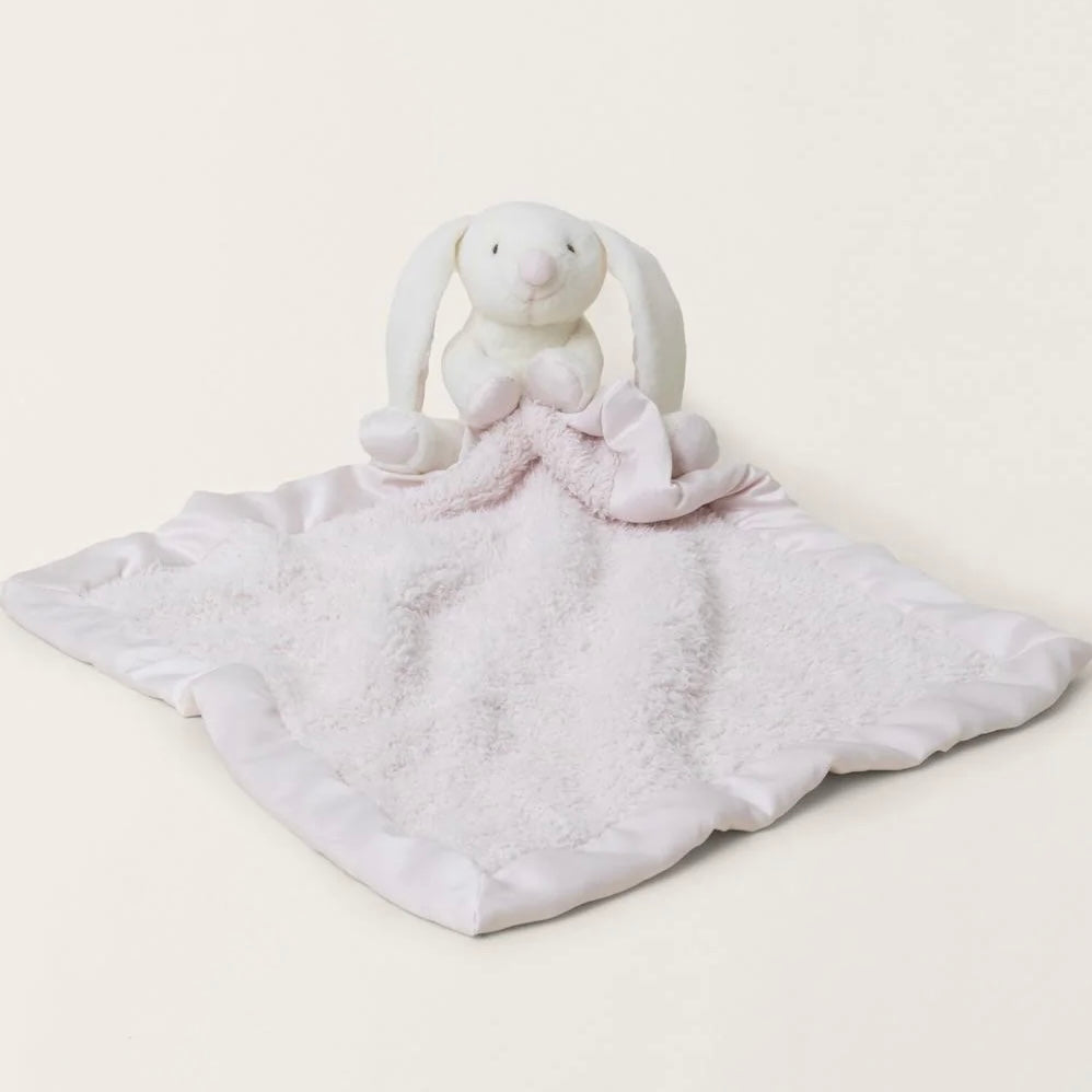 Barefoot Dreams CozyChic Bunny Buddie Pink Baby Lovey Blanket - Image 2
