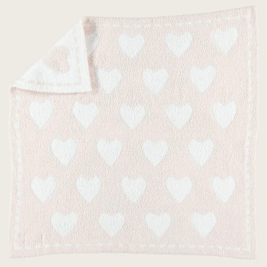 Barefoot Dreams CozyChic Dream Receiving Baby Blanket ~ Pink Hearts