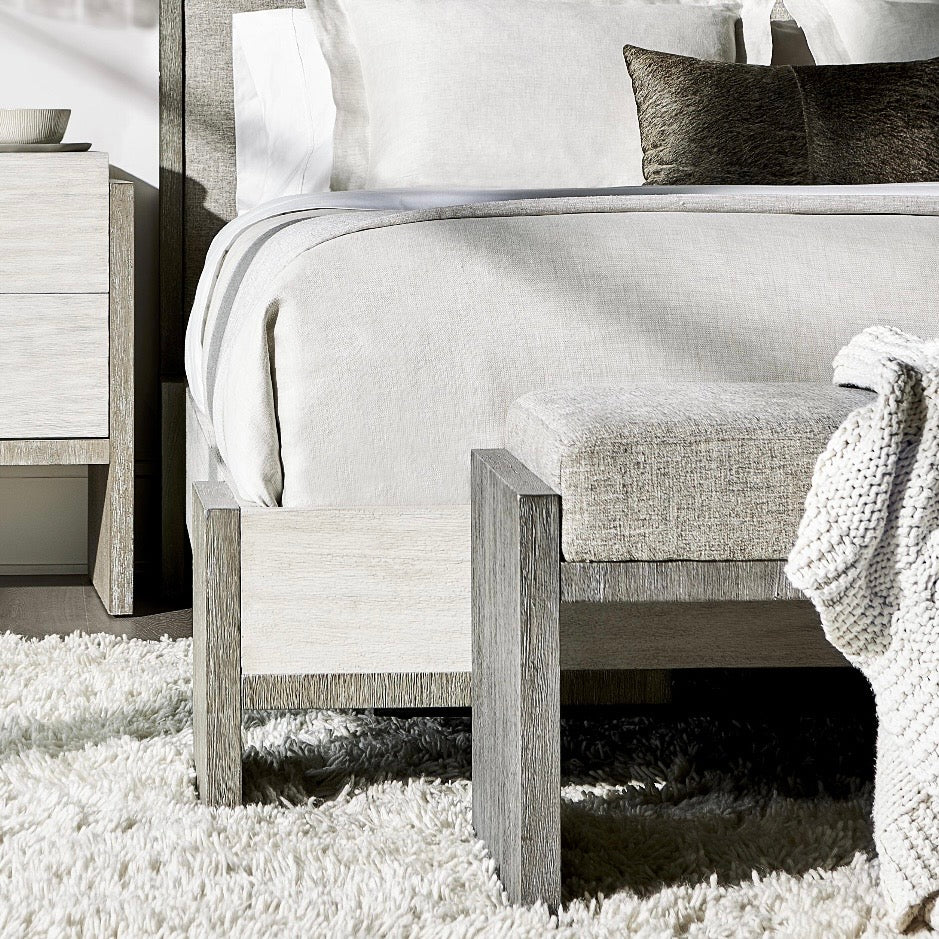 Bernhardt Foundations Collection Upholstered Bench ~ Dark Shale Finish - Image 3