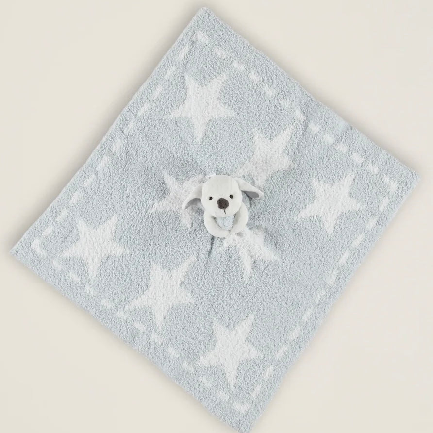 Barefoot Dreams CozyChic Dream Puppy Buddie Baby Lovey Blanket ~ Aqua Ice Stars - Image 2
