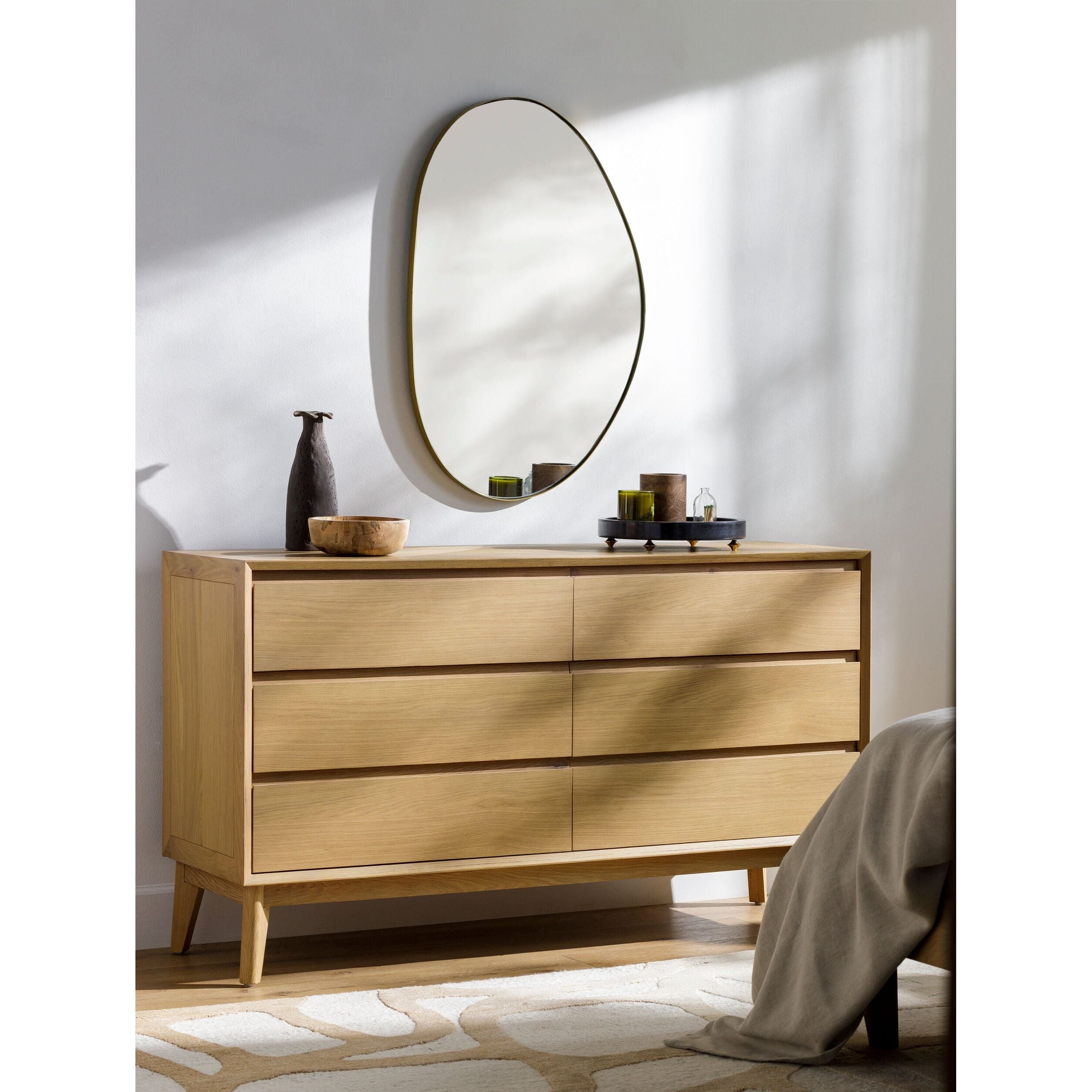 Surya Pryce Modern Light Natural Oak 6 Drawer Dresser - Image 1
