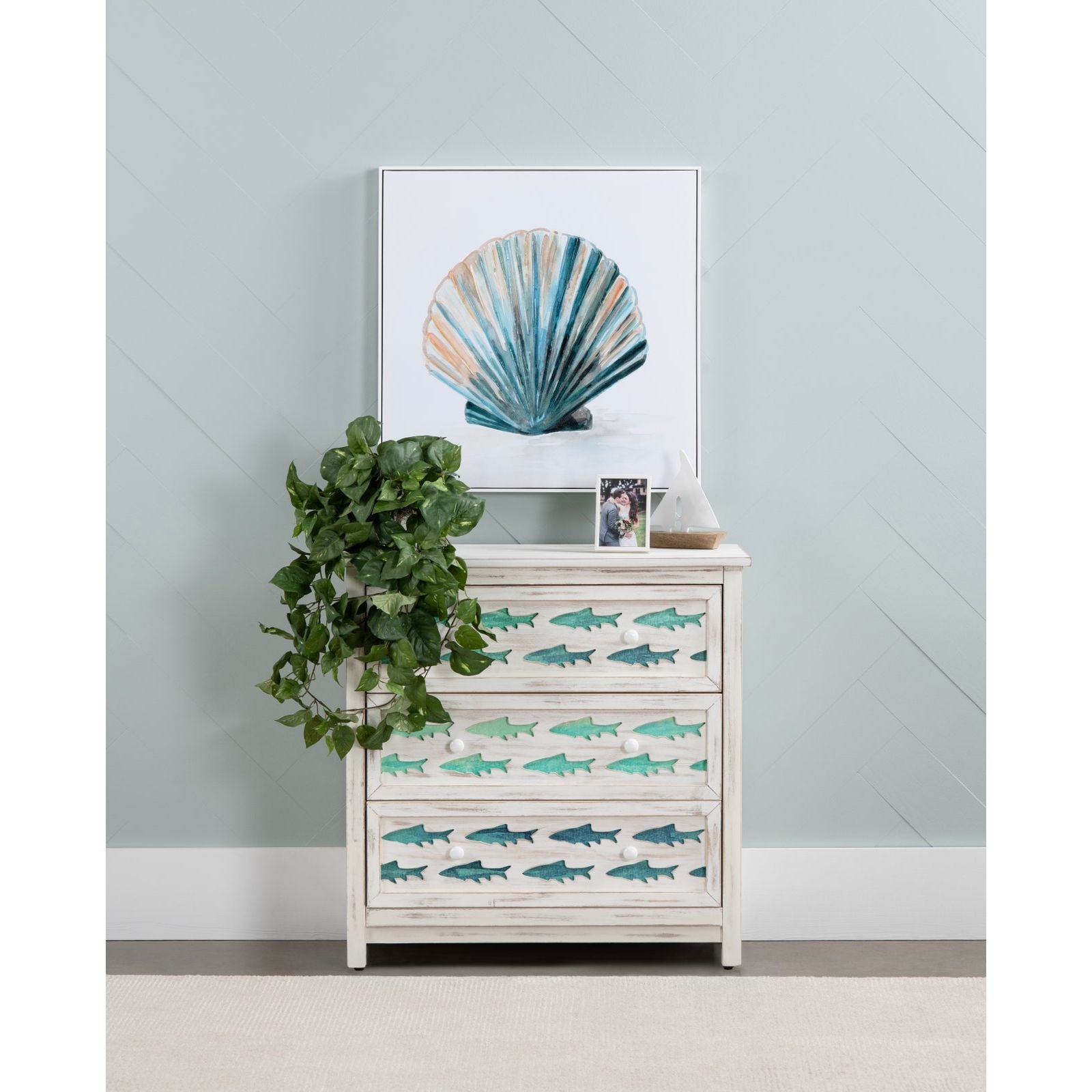 Crestview Collection Hilton Head White Wash Costal Chest - Image 1