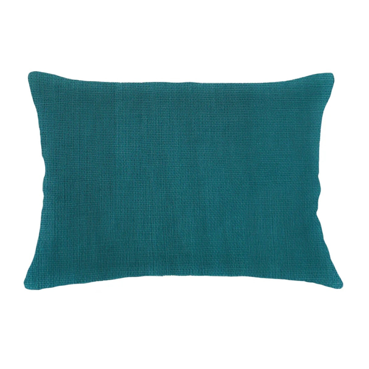 Anaya Home So Soft Linen Peacock Blue Lumbar Pillow 14x20 With Down Insert - Image 1
