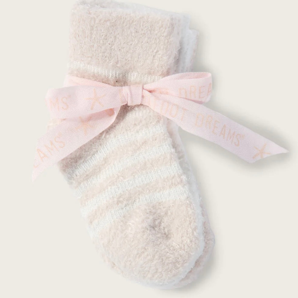 Barefoot Dreams CozyChic Lite Infant Set of 3 Sock Set ~ Pink and Pearl - Image 2
