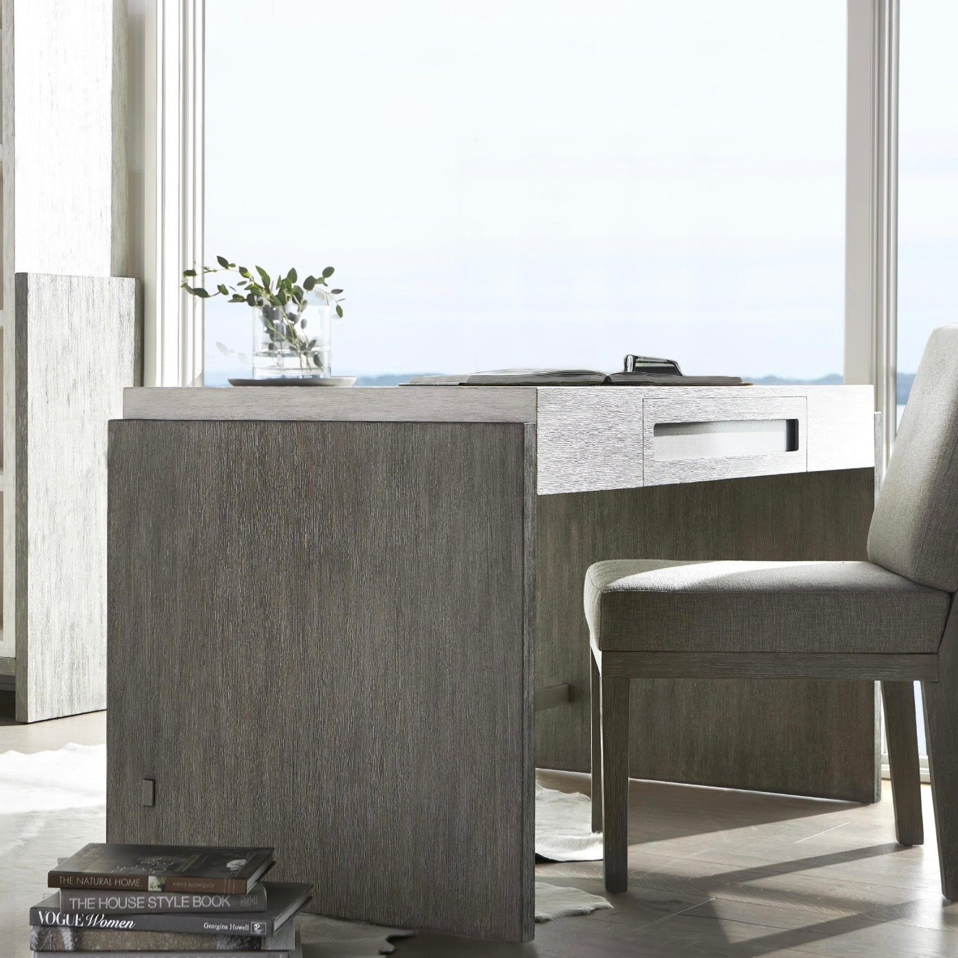 Bernhardt Foundations Workspace Collection Desk ~ Linen And Light Shale Finish - Image 2