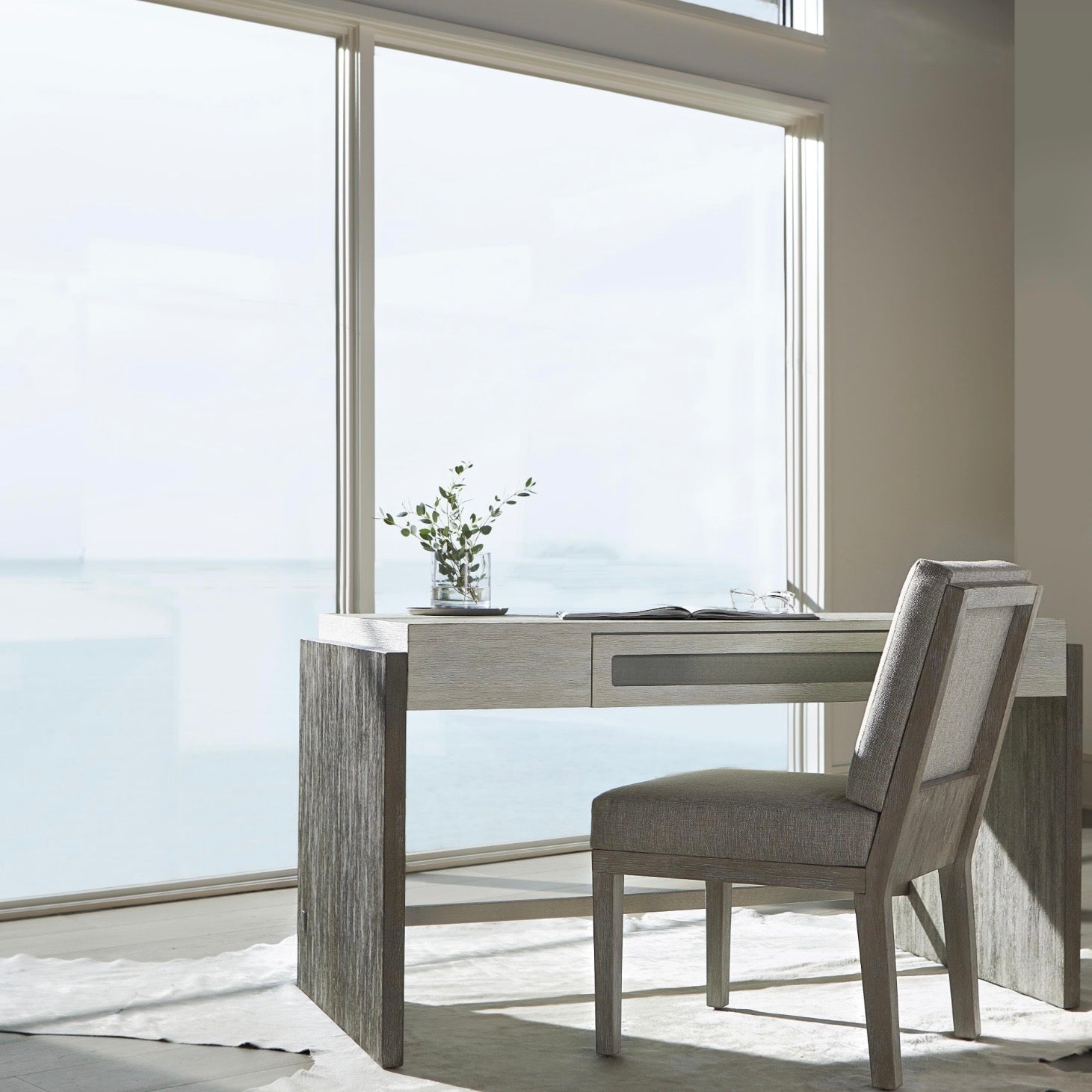 Bernhardt Foundations Workspace Collection Desk ~ Linen And Light Shale Finish