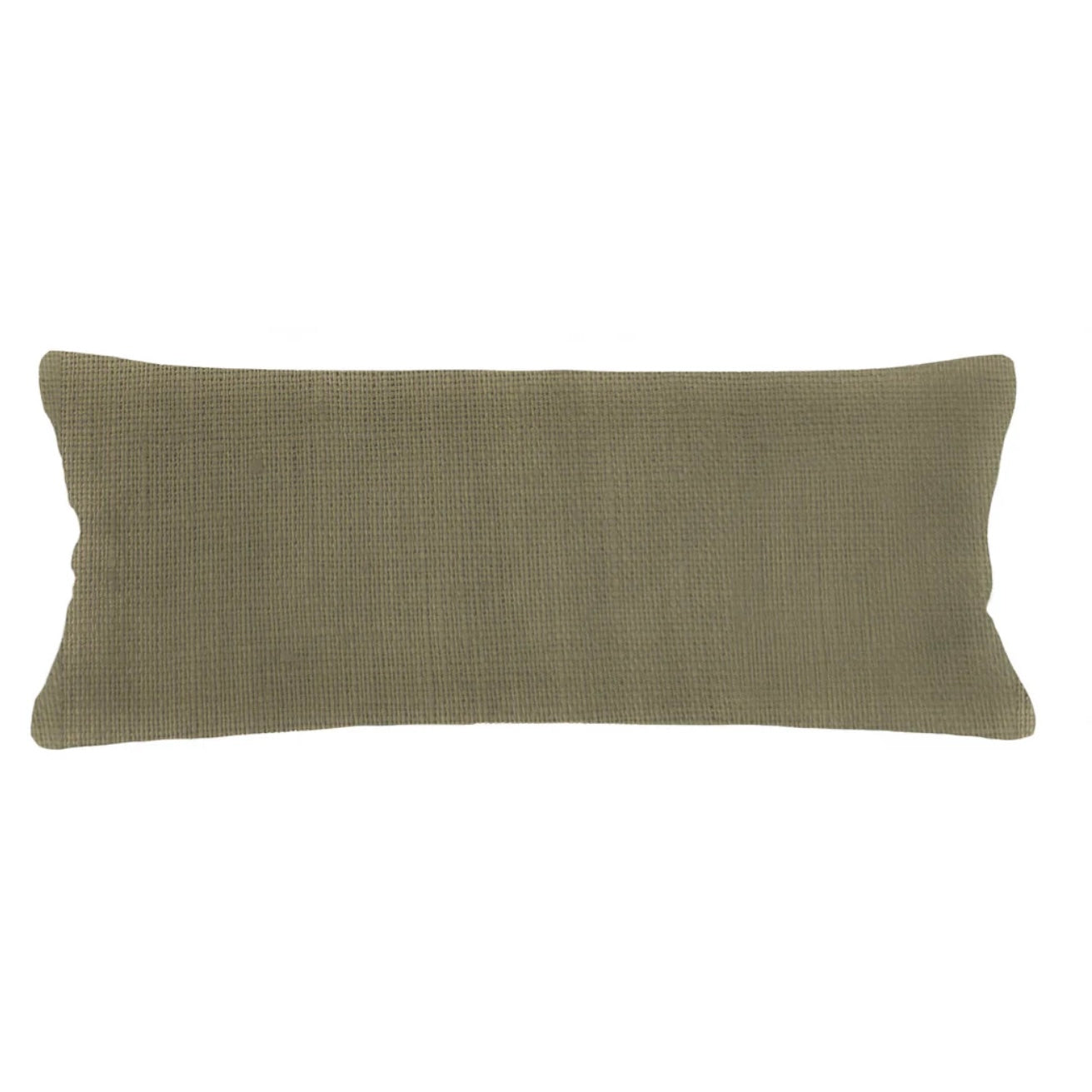 Anaya Home So Soft Linen Olive Green Lumbar Pillow 14x40 With Down Insert - Image 1
