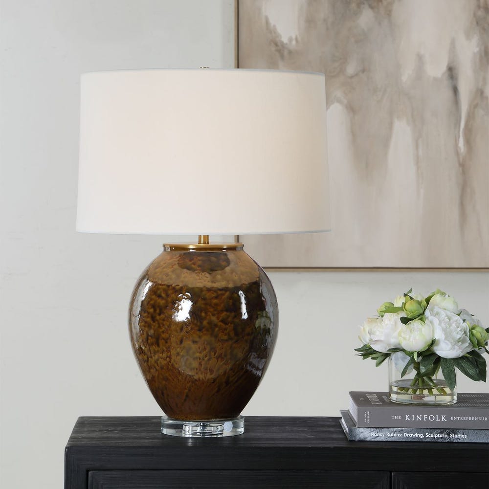 Uttermost Rye Rust Brown Glazed Table Lamp - Image 1