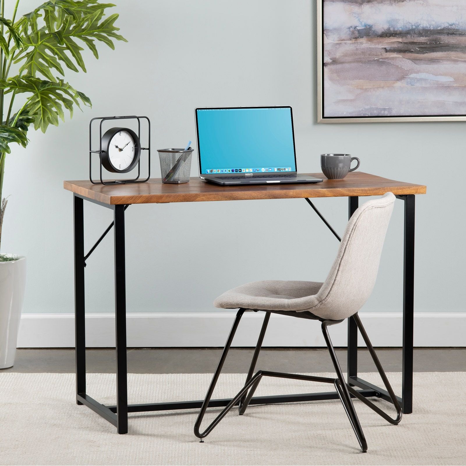 Crestview Collection Brady Solid Mango And Iron Brown Writing Desk