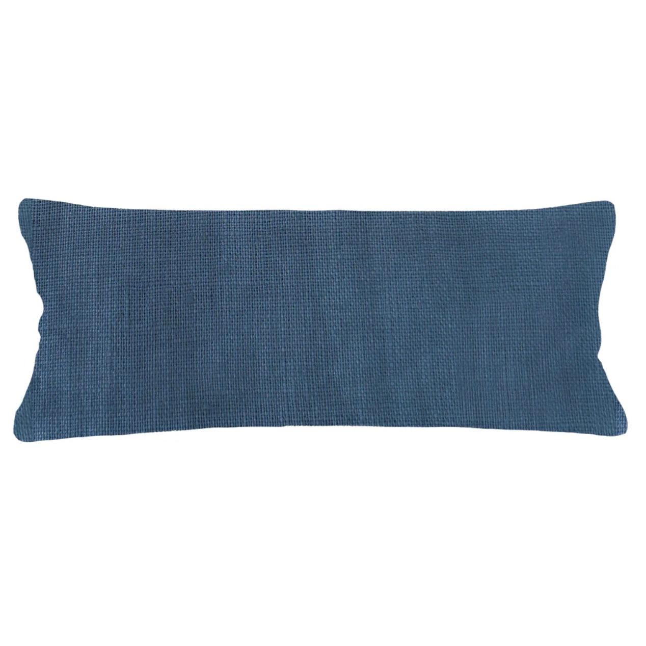 Anaya Home So Soft Linen Marine Blue Lumbar Pillow 14x40 With Down Insert - Image 1