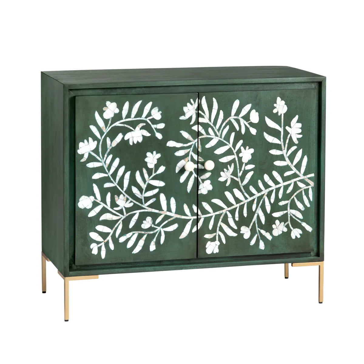 Crestview Collection Flourish Green 2- Door Cabinet - Image 1
