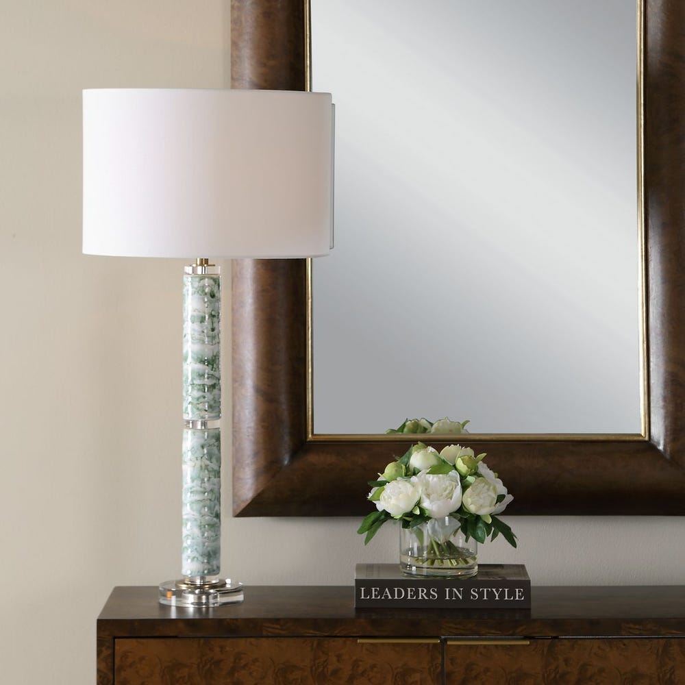 Uttermost Jameis Green And White Marbled Table Lamp - Image 1