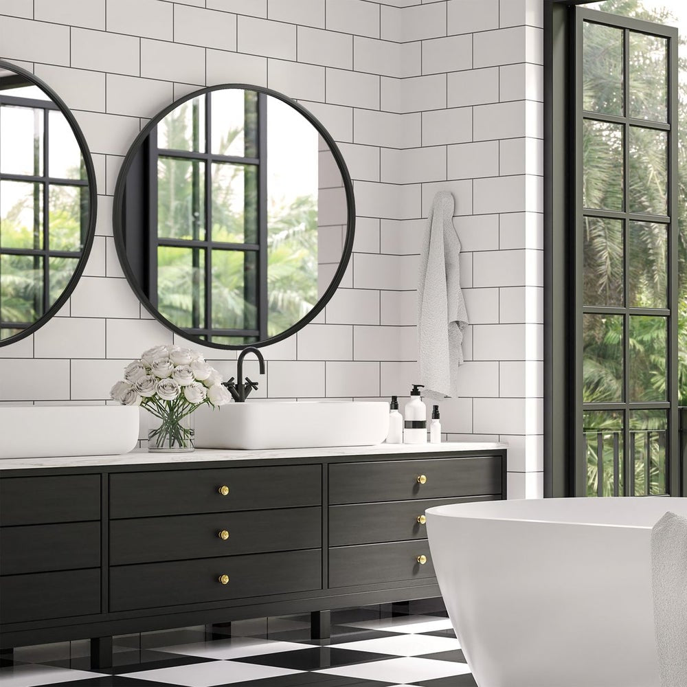 Casa Bella Living Modern Matte Black Round Mirror - Image 1
